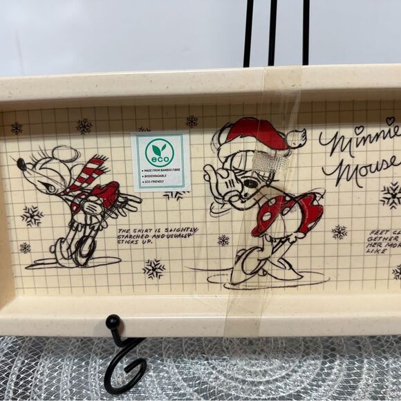 Disney Minnie and Mickey Mouse Bamboo Sketchbook Christmas Trays Set of 2 NWT - Picture 3 of 11